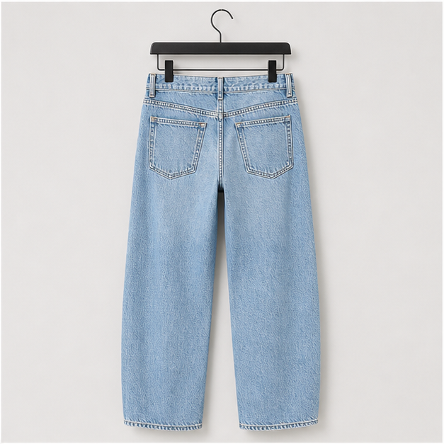 Women's Baggy Boyfriend Jeans Vintage Wide Leg Mid Rise Barrel Denim Ankle Pants - back view