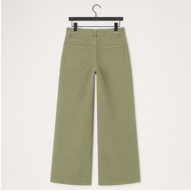 Mid-Low Rise Baggy Jeans Wide Leg for Women Distressed Pants Stretchy Bottom Lady Basic Comfortable Denim - back view