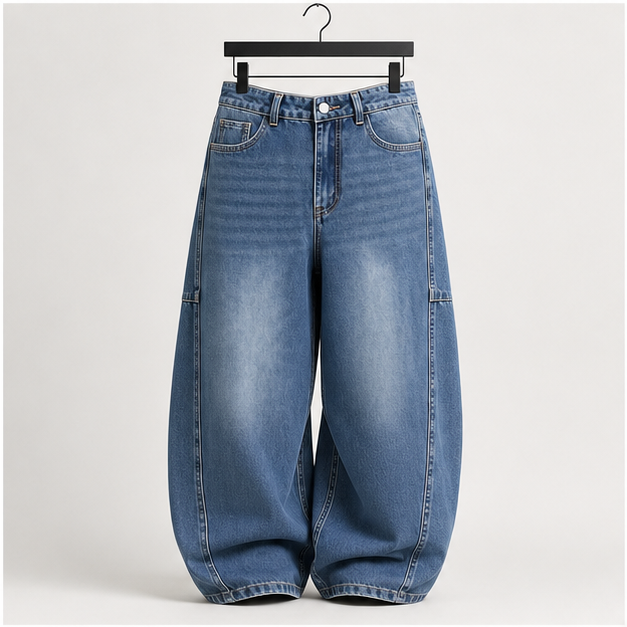 Women Boyfriends Hip Hop 90s Vintage Baggy Jeans Loose Denim Pants Mid-Low Waist Jeans - front view