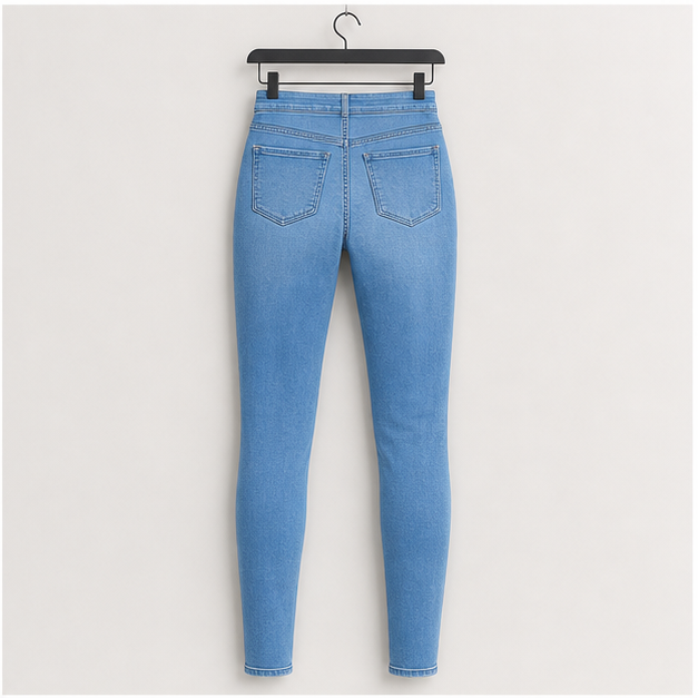 Skinny High Waisted Jeans for Women Stretchy Boyfriend Slim Fit Long Denim Pants Pull Trendy Jeans Fashion - back view