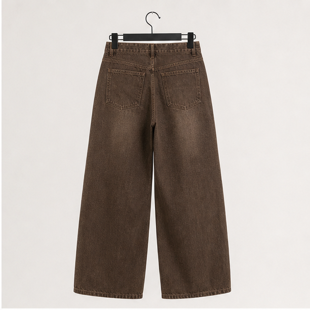 Mens Baggy Jeans for Men Women Y2k Skater Vintage Plain Pants Casual Wide Leg Jeans Loose Fit Denim Jeans - back view