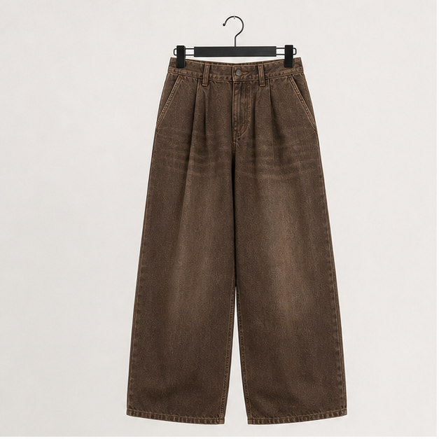 Mens Baggy Jeans for Men Women Y2k Skater Vintage Plain Pants Casual Wide Leg Jeans Loose Fit Denim Jeans - front view