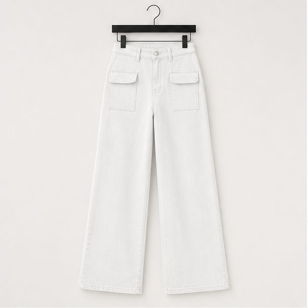 Women's Cargo Baggy Wide Leg High Waist Casual Stretch Pants - front view