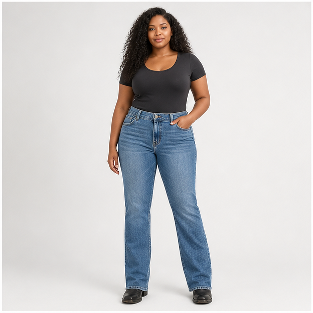 Retro Relaxed Fit Boot Cut Jean - model view